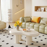 39.3" White Cloud Coffee Table, Modern Irregular Center Tea Table with 4 Legs for Living Room (White, 39.3 inch)