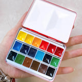 AOOKMIYA Empty Italian FOME Heavy Enamel Paint Box 18/24grids Mini Watercolor Gouache Artist Palette Painting Tools Art Supplies