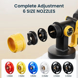 1200ML Electric Spray Gun High Power HVLP Paint Sprayer Auto Furniture Steel Coating Airbrush 6 Copper Nozzles 3 Spray Patterns