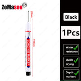 1-100Pcs 2cm Waterproof Long Head Markers Deep Hole Marker Pen for Metal Carpenter Red/Black/Blue/Green Ink Woodworking Tools