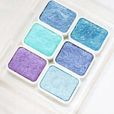 Portable 6 Colors 1ML Handmade Solid Pearlescent Watercolor Pigment Metallic Glitter Manicure Painted Nail Art Supplies