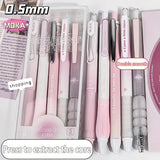 5pcs Chic Pink Blush Retractable Gel Pens 0.5mm Fine Point  Black Ink - Perfect for Daily Office Use Smooth Writing Supplies