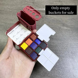 AOOKMIYA Portable Watercolor Palette Matching Bucket Travel Watercolor Box 3d Printed Water Bucket Can Insert Brush Student Art Supplies