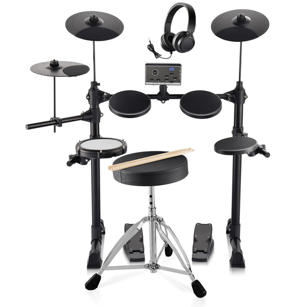 SucceBuy Electric Drum Set 15 Drum Kits& 150 Sounds Electronic Drum Kit 6.5-8in Quiet Mesh Snare Electric Drum Set for Beginners