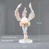 Elegant Angel Girl Floor Sculpture Stylish Statue Angel Home Decor Figurine Standing Ornaments for Living Room with Lighting