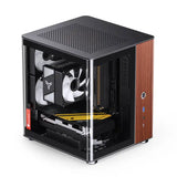 Good Quality JONSBO TK-0 Black ITX Computer CASE with Bent Glass and Walnut Veneer Hyperboloid Glass Design Desktop PC Case