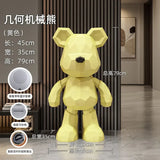 Creative Geometric Violent Bear Resin Sculpture Ornaments, Light Luxury Art Living Room TV Cabinet Decoration, Trendy Home Gifts
