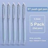 5 Pack Retractable Gel Pens 0.5mm Quick-Drying Black Ink Smooth Writing Ballpoint Pens for School Office and Stationery Supplies