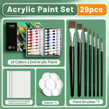 AOOKMIYA Professional Acrylic Paint Set - 23/29/35/47 pcs , 12/18/24/36 Colors 12ml/0.41floz Colors Tubes Kit for DlY,Rock,Wood,Ceramic
