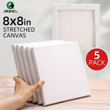 AOOKMIYA Marie's 8x8" Stretched Canvas Blank 5 Pack, Small Size 20 x 20 cm,For Acrylic Pouring Painting,Oil,Perfect for Adults & Hobbyist