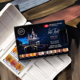 AOOKMIYA Russian White Night Artist-grade Solid Watercolor Paint 12-color Full-block Portable Sketch Watercolor Box Art Supplies