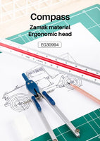 DELI Professional Compass Geometry Set with Lock Durable Zinc alloy Math Precision Drafting Drawing School Supplies