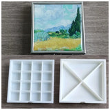 Mini Watercolor Paint Box Metal Mirror 16 Grid Square Palette Paint Tray Travel Sketch Painting Aquarela Art Supplies