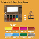 AOOKMIYA 8 Color Mini Walnut Watercolor Paint Box Set Artist Professional Watercolor Travel Portable Paint Tray Art Painting Supplies