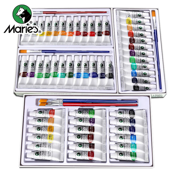 AOOKMIYA Marie's Gouache Paint Set,12/18/24 Colors & Paintbrushes 5ml/Tubes for Canvas,Paper,DIY Projects,Painting for Adults,Students