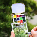 AOOKMIYA Portable 12-color Schmincke Watercolor Paint Box Set Watercolor Subpackage Student Sketching Travel Painting Art Supplies