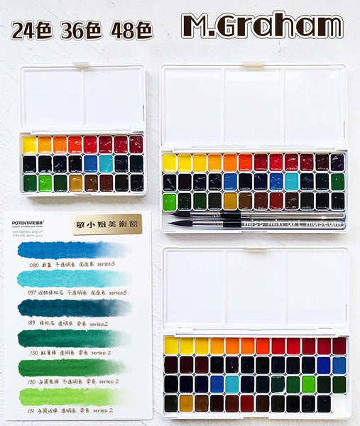 AOOKMIYA M.Graham Artist Watercolor Solid Set 24/36/48 Colors 1ml Portable Palette Beginner Art Student MG Painting Supplies Art Supplies  AOOKMIYA.COM