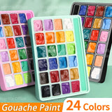 1pc 24 Colors Gouache Paints Set 30ml/1.01oz,Rich Color,Strong Coverage for Paper,Ceramic,Stone,Eggs for Adults,Artists