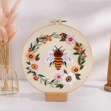 AOOKMIYA Bee Embroidery Kit for Adult Cross Stitch Kits for Hand with Animal Patterns and Instructions DIY  with Threads and Needles