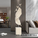 AOOKMIYA ART+ Creative Gifts Home Decor Creative 150CM Flocking Feather Statues Floor Decor Nordic Living Room Large Sculpture Bluetooth Speaker Art Ornament