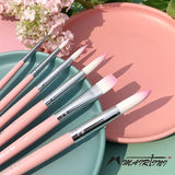 AOOKMIYA Mairtini Light Series Watercolor Brush Pink 6pcs Set Nylon Hair Flat/round Head Hook Pen Gouache Painting Brush Art Supplies