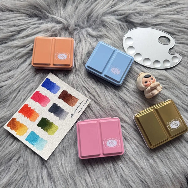 AOOKMIYA ROMAN SZMAL ARTISTS MINI Metal Box 8 Half Pans Color Portable Solid Watercolor Painting Drawing Supplies Sketchers Aquarelle  AOOKMIYA.COM