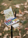 Mini Cute Watercolor Paint Box, Portable Folding Handmade Drawing Board, Watercolor Pigments Palette Design, Creative Stationery