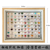 100 Kinds of Natural Ore Specimen Ornaments, with Glass Dust Cover, Decorative Paintings, Crystal Gems, Birthday Gifts