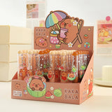 Capibala 36Pcs Gel Pen Cartoon Set Sparkling Diamond Particles 0.7mm Black Acrylic Pendant Pen Students Learn Stationery