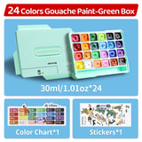 1pc 24 Colors Gouache Paints Set 30ml/1.01oz,Rich Color,Strong Coverage for Paper,Ceramic,Stone,Eggs for Adults,Artists
