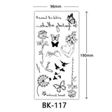 AOOKMIYA Waterproof Flower Temporary Tattoos for Women Black Floral Tattoo Stickers for Hand Arm Body Disposable Fake Tattoo Body Art