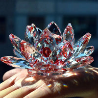 AOOKMIYA Crystal Lotus Flower Figurine Home Wedding Decoration Glass Craft Collection Paperweight Table Ornaments Souvenir Gifts