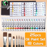 AOOKMIYA 25pcs Marie's Professional Oil Paint Set with 7pcs Brushes & 18 Colors,12ml/0.42oz Tubes,Oil Based Pigments Kit for Canvas,Craft