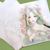 AOOKMIYA 300g Cotton Pulp Watercolor Line Draft Coloring Paper Watercolor Painting Manuscript Hand-painted Coloring Book Art Supplies