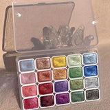 AOOKMIYA 20/24/60/72-Color Metal Watercolor Painting Set, New Portable Box With Sparkling Pearl Solid Watercolor Painting, Art Supplies
