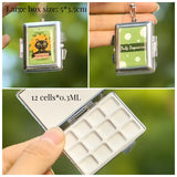AOOKMIYA Mini Paint Box Watercolor Palette Cute Cat Pendant Portable Watercolor Packing Tin Box Traveling Painting Art Supplies