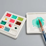AOOKMIYA 12 Grid Ceramic Color Palette With Cover White Watercolor Mixing Palette Tray Painting Color Pallet Pigment Mixing Plates Artist  AOOKMIYA.COM