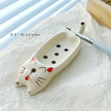 AOOKMIYA Creative Ceramic Watercolor Palette Cute Cat/Dog Paint Tray Pen Holder Easy To Clean Portable Painting Art Supplies