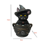 Adorable Witch Cat Figurine for Halloween Home Decoration or Gift Resin Witch Kitten Figurine
