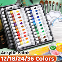 AOOKMIYA Vibrant Acrylic Paint Set 12/18/24/36 Colors,12ml/0.42oz Acrylic Painting Kit For Paper,Wood,Canvas,Rock,Ceramic,Clothes,DIY