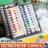 AOOKMIYA Vibrant Acrylic Paint Set 12/18/24/36 Colors,12ml/0.42oz Acrylic Painting Kit For Paper,Wood,Canvas,Rock,Ceramic,Clothes,DIY