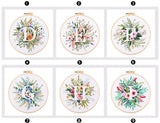 AOOKMIYA Floral Embroidery Kit for Beginner and Adults Cross Stitch Kits Embroidery Starter Kit with Initial Letter and Flower Pattern