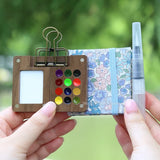 AOOKMIYA 12-color Schminke Watercolor Mini Paint Box Walnut Travel Portable Watercolor Palette Student Painting Art Supplies