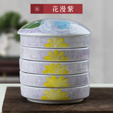 AOOKMIYA New Five-layer Covered Ceramic Palette Chinese Painting Pigment Watercolor Palette Calligraphy Ink Cartridge Art Supplies