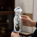 1PC Jade porcelain hand-painted cheongsam vase, retro decorative item, flower arrangement, Chinese ceramic handcrafted