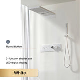 Luxury  black brass shower system wall-mounted LED digital display design Cold & hot dual-control 4-function ceiling shower Tap