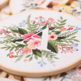 AOOKMIYA Floral Embroidery Kit for Beginner and Adults Cross Stitch Kits Embroidery Starter Kit with Initial Letter and Flower Pattern