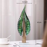 AOOKMIYA Glass Tree Transparent Glass Ornaments Simulated Plant Sculpture Leaves Decorative Figurines Home Decoration Accessories