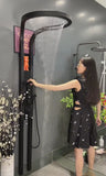 Tiktok Trend  Popular  Design Rainfall Waterfall Shower Head Black Brushed Silver Wall Mounted Rain Sprinkler Shower Set Panel