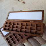 Wooden Pigment Box Magnetic Box Cover 24 Grid Watercolor Color Mixing Box Good Storage Carry It with You When Traveling